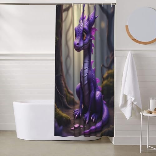 Rideau de douche dragon violet 152x183 cm en tissu épais lavable pour salle de bain - 7