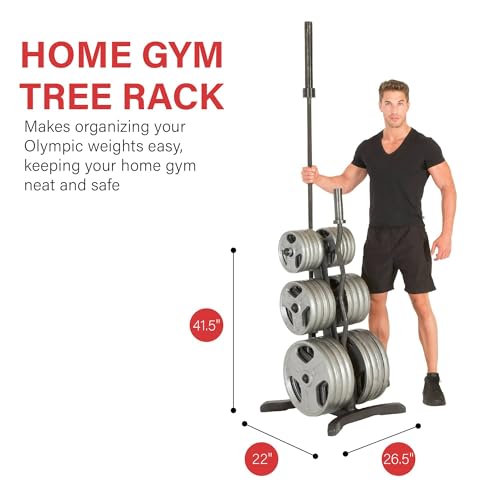 Fitness Reality X-Class Olympic Weight Tree - Heavy-Duty Bumper Plate Rack for Home Gym - Chrome Storage Posts - Includes 2 Barbell Holders - 1,000 Lb. Capacity by Fitness Reality - Image 3