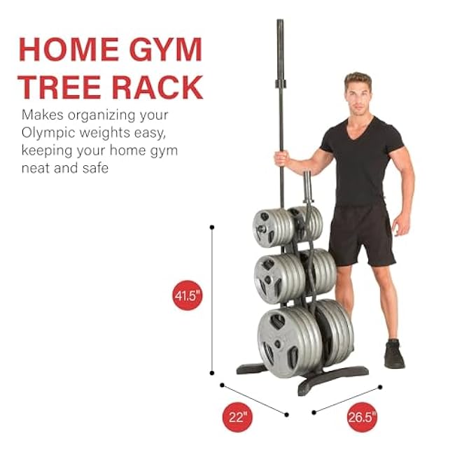 Fitness Reality X-Class Olympic Weight Tree - Heavy-Duty Bumper Plate Rack for Home Gym - Chrome Storage Posts - Includes 2 Barbell Holders - 1,000 Lb. Capacity