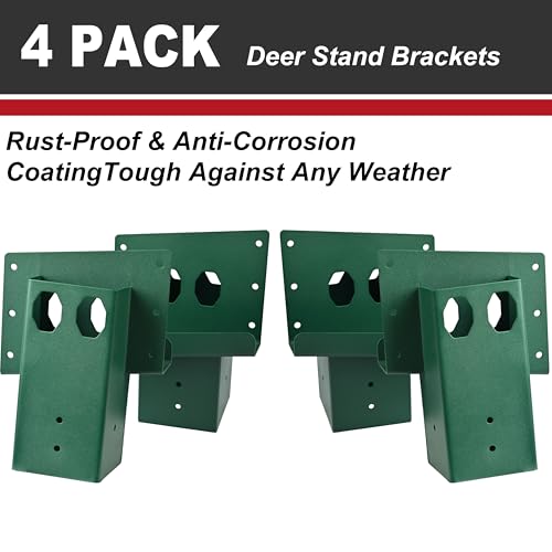 Deer Stand Brackets 4x4 with Screws, Heavy Duty Elevator Bracket with Powder Coated for Deer Blind Outdoor Hunting Platform Blind Box Treehouse Shooting Shack Over 2000lb Capacity (Green 4 Pack) by VIODEX - Used condition - Image 2