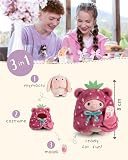 NICI Kuscheltier Hase Pibu 8cm mit Softeis & Erdbeerkostüm in Geschenkbox - rosa - Stofftier aus weichem Plüsch, niedliches Plüschtier zum Kuscheln und Spielen, für Kinder & Erwachsene - 61652