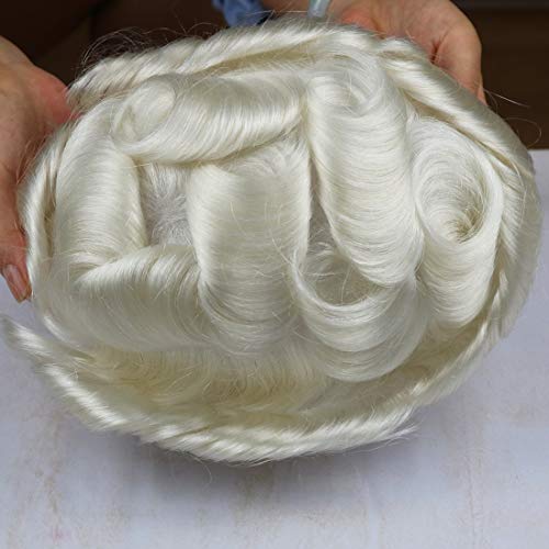 Foto von Rubyonly V-geschleift Männer Toupet Natürlicher Haarstrich weiße Farbe # 60R Mann-Haar-System Super dünne Haut Toupet Haarersatz