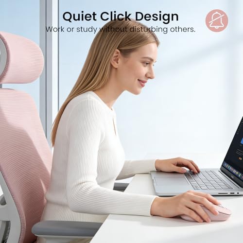 CITLLA Wireless Bluetooth Mouse (USB + BT1 + BT2), Full Size Mouse, 4-Way Scrolling, Multi-Device Silent for Computer, Laptop, iPad, MacBook (Pink) — view 6