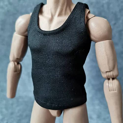 Ssbeauty M 1/6 Custom Scale T-Shirt Sleeveless Vest Clothes For 12" Male & Female Action Figure Doll Clothes Toy Black + White + Gray #TOP3