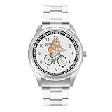 Cat Bike Orologio da polso al quarzo personalizzato in acciaio inossidabile con numeri arabi per uomo donna