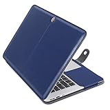 MOSISO MacBook Air 13 inch Case, Premium PU Leather Book Folio Protective Stand Cover Sleeve Compatible with MacBook Air 13 inch A1466 / A1369 (Older Version Release 2010-2017), Navy Blue