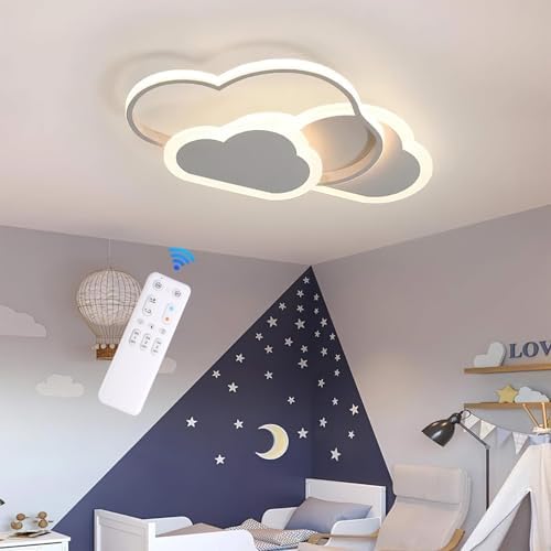 YLFXL LED Kinderzimmer Lampe Decke, 62CM Deckenlampe Kinderzimmer Dimmbar | 48W Lampe kinderzimmer Deckenleuchte Wolken mit Fernbedienung 3000K-6000K für Wohnzimmer, Schlafzimmer