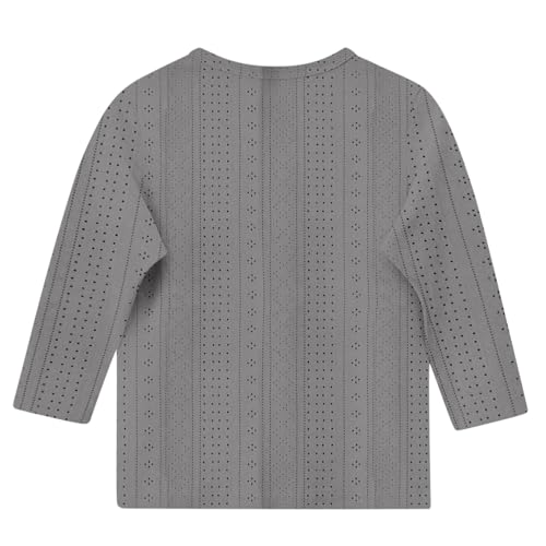 Girls 3/4 Length Sleeve Tops Kids Spring Fall Fashion Clothes Casual Eyelet Elegant Crewneck Blouse Shirt 3-12 Years4