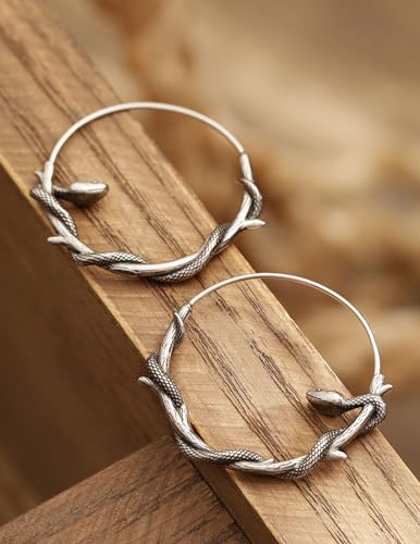 HAQUIL Snake Earrings, Stainless Steel Gothic Retro Snake Serpent Totem Hoop Earrings, Goth Jewelry Gift for Women2