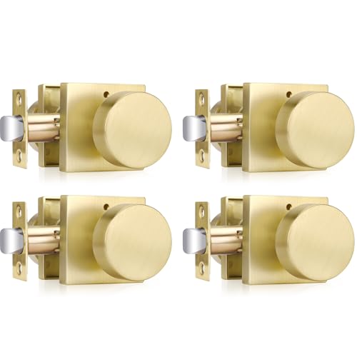 Bouton de porte d'intérieur laiton brossé carré et robuste pour rénovation de maison