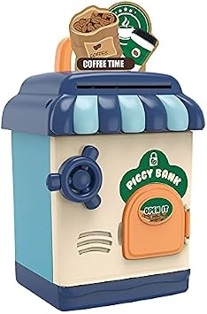 piggy bank New multifunctional automatic coin rolling ATM fingerprint password lock deposit box creative safe piggy bank Money Banks Color A-coffee shop