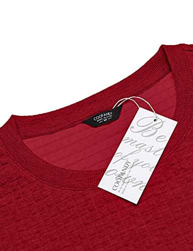 Coofandy Men Long Sleeve Sweater Shirt Ultimate Cotton Heavyweight Crewneck Sweatshirt Gym Work Out Sweater Red #TOP3