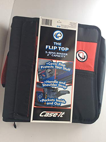 Case it The Flip Top 3-Ring 2 inch Capacity Zipper Binder, M-276, Black | Red