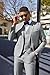 COOFANDY Men’s Slim Fit 3 Piece Suit Set One Button Blazer Business Vest Suit Jacket Dress Pant Light Heather Grey