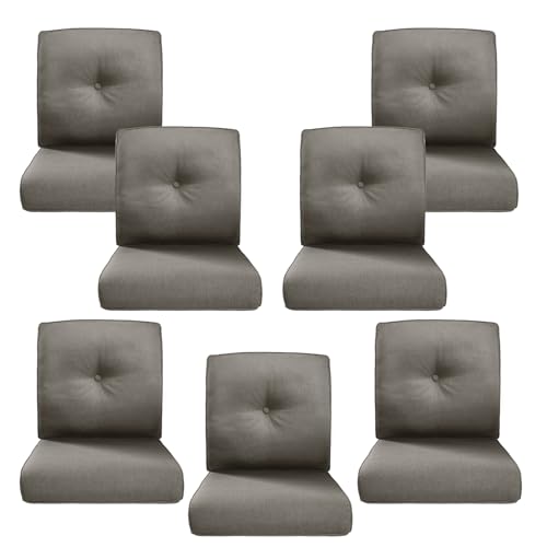 Image of Luxury 4 inch Thick Outdoor Cushion Set of 7 - 22x24 Patio Furniture Cushions with 28D High-Density Foam, Water-Resistant & Fade-Resistant Fabric, Removable Covers for Patio Furniture Sofa Couch -Grey