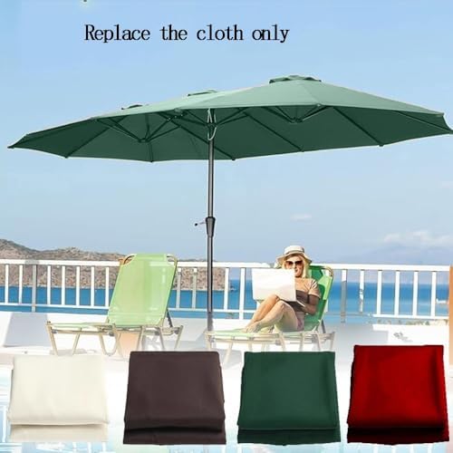 15x9ft Double-Sided Waterproof Umbrella Canopy Replacement - Durable 12-Rib Patio Parasol Cover, Heavy-Duty Sunshade for Outdoor Use, Easy Installation