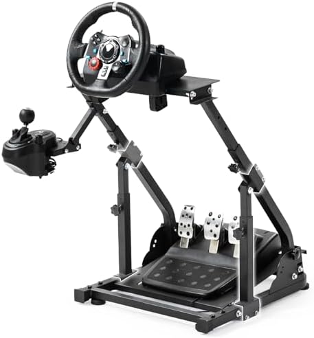 Anman Racing Wheel Stand Pro Fit For Logitech G27/G29/G920 Fanatec Thrustmaster Adjustable Gaming Steering Wheel Shifter Mount Racing Simulator Cockpit Foldable Without Pedal & Steering Wheel-Desktop