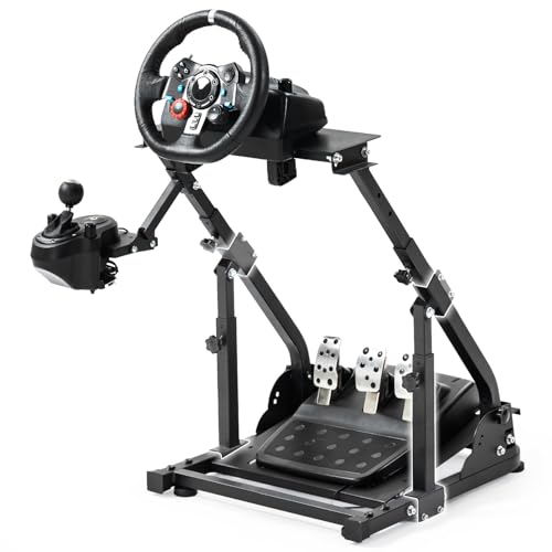 Image of Anman Racing Wheel Stand Pro Fit For Logitech G27 /G29 /G920 Fanatec Thrustmaster Adjustable Gaming Steering Wheel Shifter Mount Racing Simulator Cockpit Foldable Without Pedal & Steering Wheel-Desktop