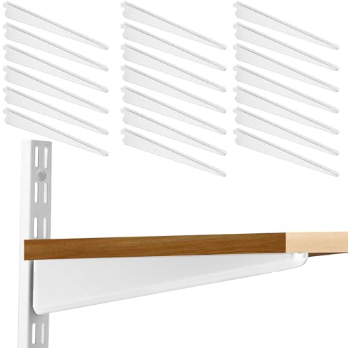 20 Pack Adjustable Wire Shelf Brackets — Heavy-Duty Double-Track Compatible Shelf Supports (White,11.5 Inch)