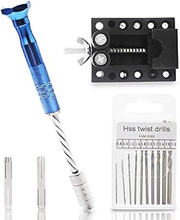 Pin Vise Hand Drill Bit Set,iBayx Micro Mini Twist Drills Set with Precision