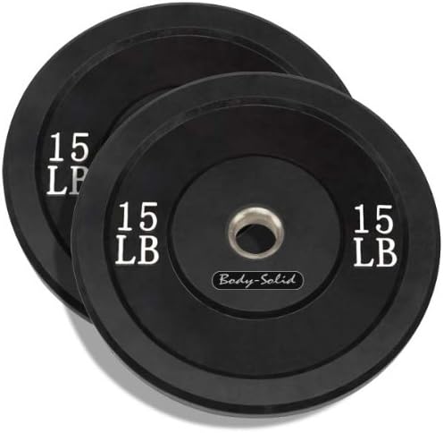 Solid Rubber Bumper Weight Plates- 15lb. Black Pair