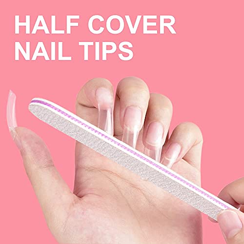 Clear Nail Tips, IKOCO 500Pcs Acrylic Square Nails Tips with Glue Fake Half Cover Nails with Nail Files and Buffers Clipper Brush for Beginners - Thumbnail 3