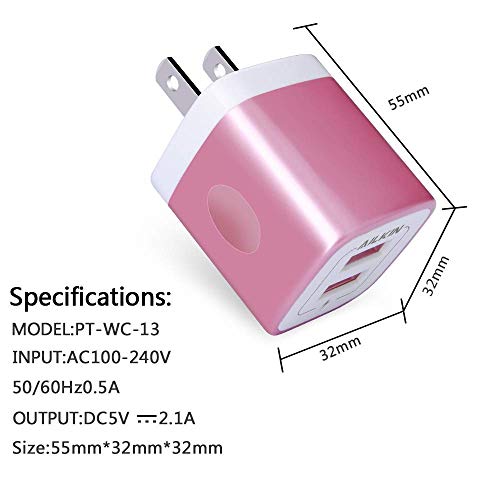 Usb Wall Charger, Charger Block, Ailkin 2.1A Multiport Fast Charge Power Brick Cube For Ipad, Iphone, Ipod, Samsung Galaxy, Motorola, Moto, Ps5, Huawei, Htc, Lg, Nokia, Usb A Charging Box, Ac Adapter #TOP2
