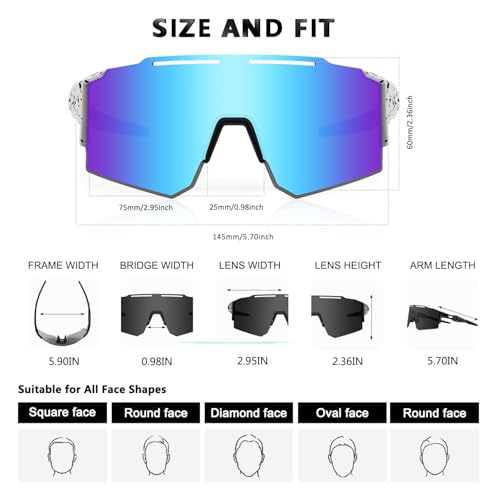 Eninedeuisou Baseball Sunglasses for Men Women,Light UV400 Cycling Sports Running Sunglasses Youth Sun Glasses Unisex Adult.