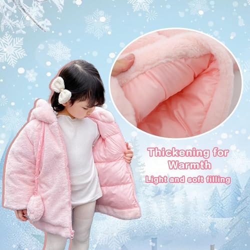 Toddler Girls Thick Fleece Jacket Hooded Full-Zip Solid Puffy Windproof Outerwear Warm Cute Shaggy Coat4