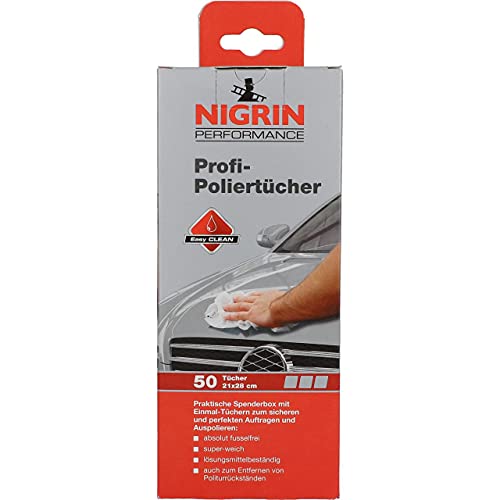 NIGRIN 73898 Profi-Poliertücher Spenderbox, 50 Stücke, 11.02 x 28.00 cms