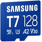SAMSUNG T7 Micro SD Carte mémoire, 128GB microSDXC 170MB/s Complet HD & 4K UHD, UHS-I, U3, A2, V30, Classe 10, pour les joueurs, les créateurs de contenu, & Utilisateurs quotidiens (MB-MB128T/AM) [Version canadienne]