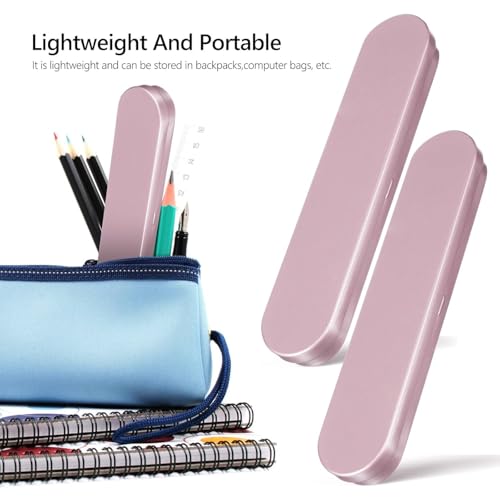 Image of STORE 2508 4 Empty Hinged Metal Pen Boxes Removable Sponge, Rose Gold