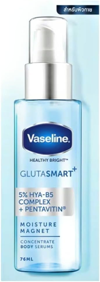 Vaseline Healthy Bright GlutaSmart Moisture Magnet Concentrate Body Serums 76 Ml. 5% HYA-B5 Complex + Pentavitin which help smooth skin from 1st use