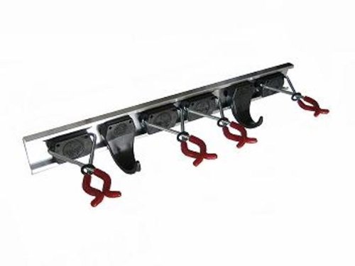 Idealspaten 60350800 Gerätehalter mit 4 Klemmhaltern/2 Haken, rot/Silber, 40 x 25 x 15 cm