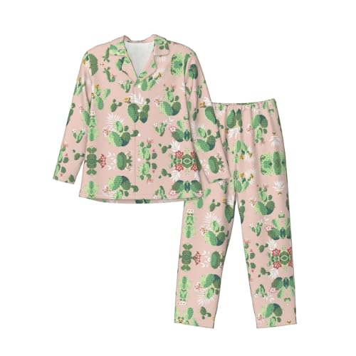 Vêtement de nuit doux pour vos soirées cocooning : ensemble de détente imprimé cactus moderne