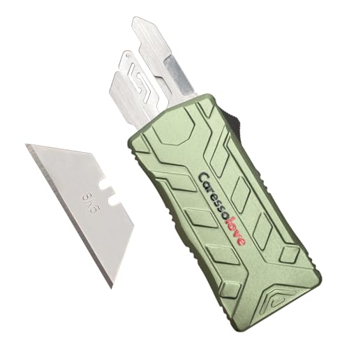 Image of Caressolove Self Retracting Razor Blades Utility Knife, EDC Box Cutters Retractable Heavy Duty, Best Automatic Boxcutter for Cardboard, Replaceable Blade Work Construction Knife With Belt Clip