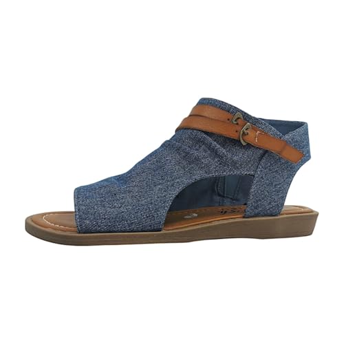 Blowfish Malibu Women's Denver Flat Sandals, Denim Blue, Medium Fit, UK 6