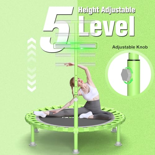 Image of ZCMHAXJ Foldable Mini Trampoline, 40 inch Rebounder Trampoline for Adults & Kids, 450lbs Capacity with T-Shaped Adjustable Bar, Indoor Fitness Workout Exercise Equipment