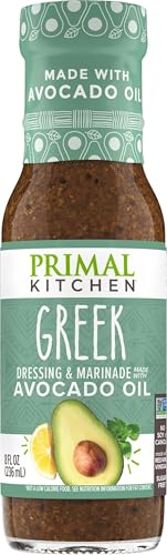 Primal Kitchen Greek Vinaigrette & Marinade Salad Dressing made with Avocado Oil, Whole30 Approved, Certified Paleo, and Keto Certified, 8 Fluid Ounces, 8 Fl Oz (Pack of 1) (PKDRESS-GV6)