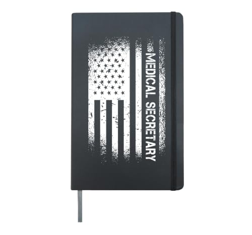 Patriotic Medical Secretary With American Flag Hardcover Journal, Black
