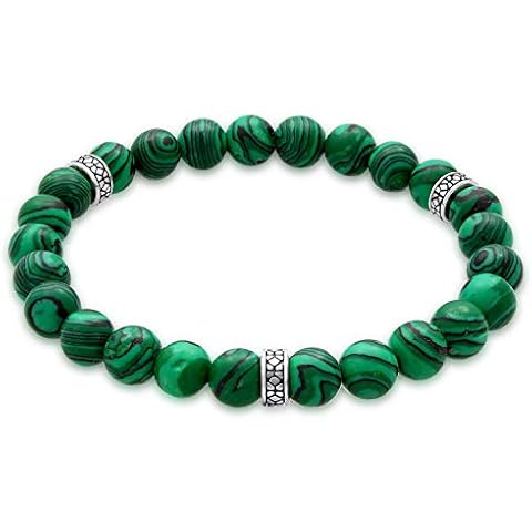 kuzzoi men's gemstone bracelet green malachite beads elastic, length 8.27 inches, width 0.31 inches, 0.81 ounces Cover
