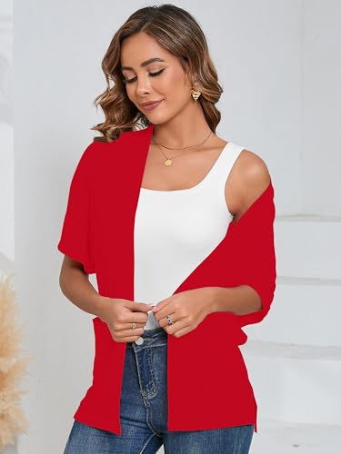 Image of Heymoments Women's Lightweight Open Front Knit Cardigans Short Sleeve Casual Soft Drape Summer Cardigan S-2XL