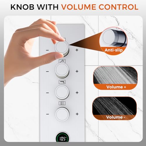 4 Way Thermostatic Digital Display Brass Shower Diverter Valve with Individual Flow Control Can Use Together, Brushed Nickel by FULAIWANG - Image 4