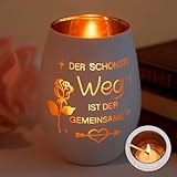 Hochzeitsgeschenke Verlobungsgeschenk Frauen Valentinstag Personalisiertes Jahrestag Geschenk Romantische Windlicht Glas mit Gravur für Freundin Ehefrau Brautpaar Paare Sie Couple