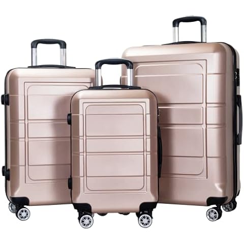 NIUTA 3 Piece Luggage Sets, Suitcase Set, TSA Lock, 20" 24" 28", Rose Cover