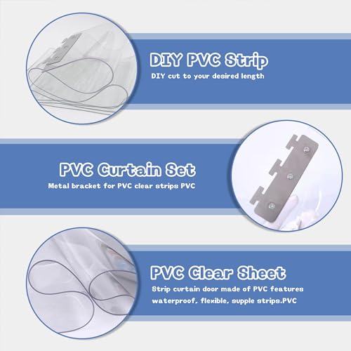 Awagas PVC STRIP CURTAIN 5PCS Plastic Strip Door Curtain 5Pcs Pvc Strip Curtain Kit Standard Thick Clear Plastic Strip Door Kit thumb #1