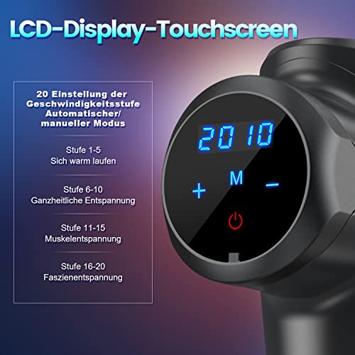 Massagepistole, Muskel-Massagepistole Deep Tissue Percussion Massagegerät- Elektrisches Handmassagegerät Sportübung für Sportler, Super Quiet Brushless Motor Schnurlos, 20-Gang-Stufe, Wattne W2 - Image 4