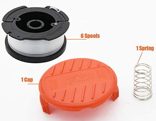 Jod Af-100 Weed Eater Spool Replace For Af-100-3Zp Af-100-Bkp Compatible With Black And Decker String Trimmers 30Ft 0.065' Trimmer Line Autofeed Replacement Spool Refills (6 X Spools + 1 X Cap) #TOP3