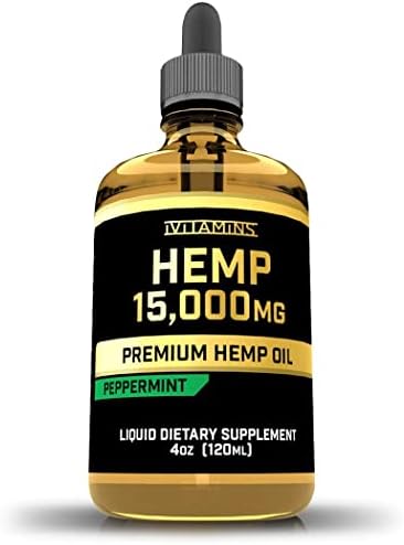 iVitamins Hemp Oil Drops for Pain : 15,000mg : May Help with Inflammation, Pain, Joint Relief, Hair, Skin, Nails & More : Hemp Extract : Rich in Omega 3,6,9 (Peppermint)