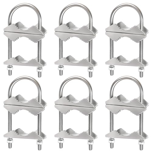 MOOKEERF Double Antenna Mast Clamp - 6 PCS Antenna Pole Mount Bracket V Jaw Block with U Bolts,Heavy Duty Mast Mount Bracket Kit by MOOKEERF - Used condition - US$19.88